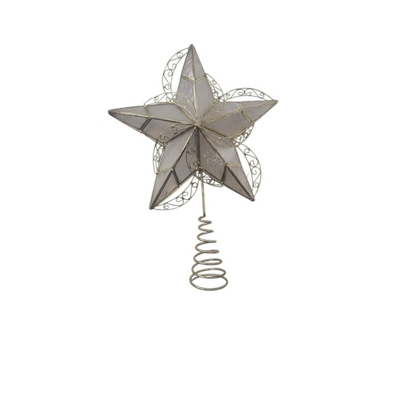 Vintage Capiz Shell Star Christmas Tree Topper Fast Shipping - Picture 12 of 16